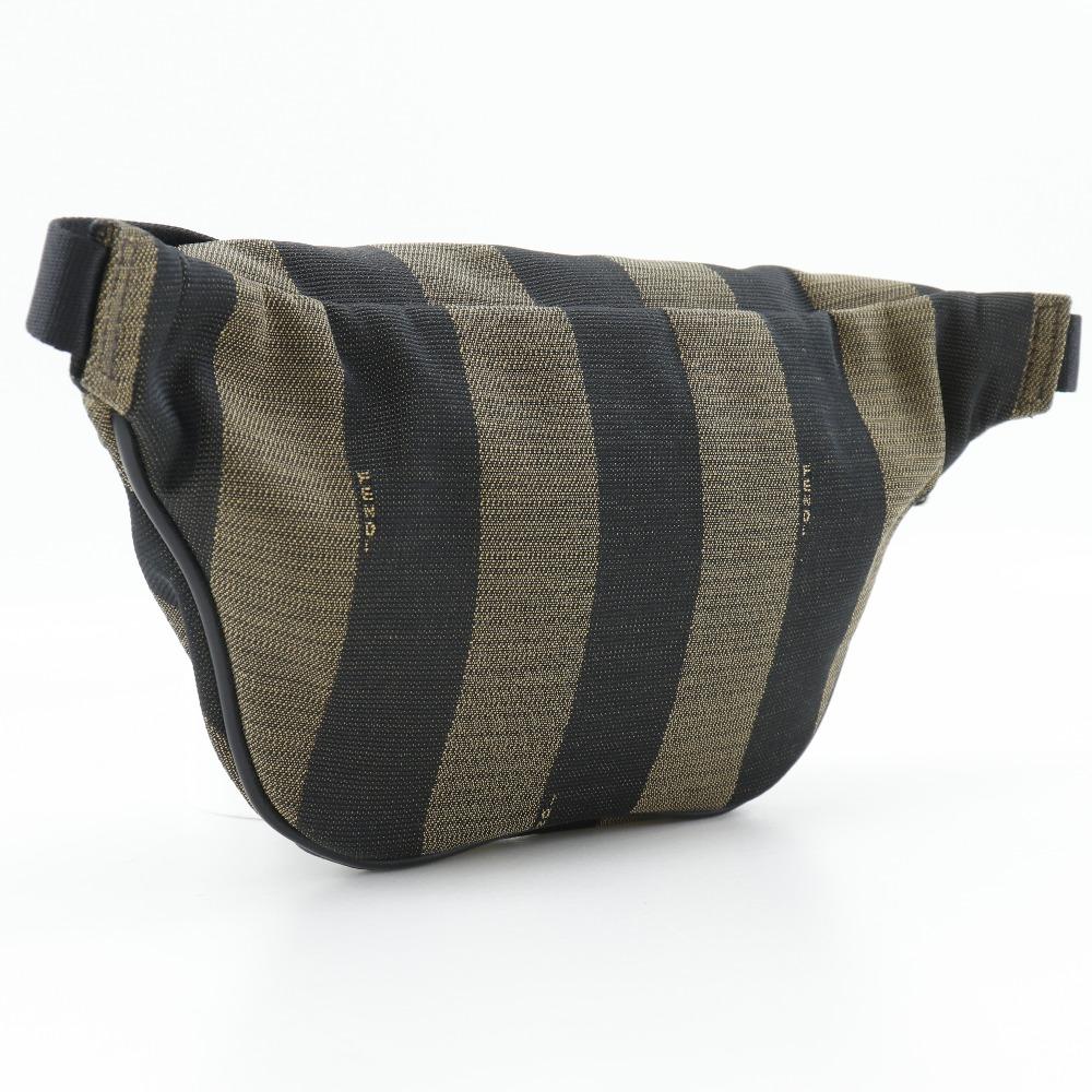 FENDI Pecan Stripe Waist bag 7VA446 body bag Brown Nylon canvas unisex Used
