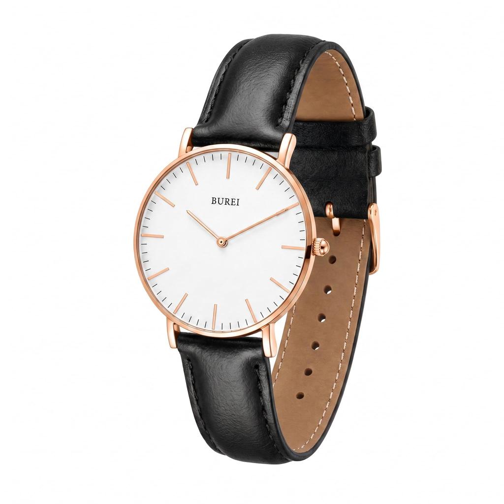 BUREI Unisex Quartz Watch, Stainless Steel Bracelet, 3 ATM Water Resistance