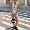 Sleeveless Tie Front Striped Vest Top and Shorts Set Casual Two Piece Outfit Summer Beachwear Lounge Wear
