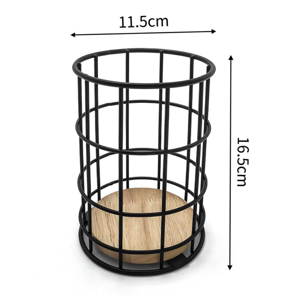 

Прочная подставка для хранения палочек для еды, полая, прочная, железная, деревянное основание, универсальный органайзер для кухонных принадлежностей, столешница