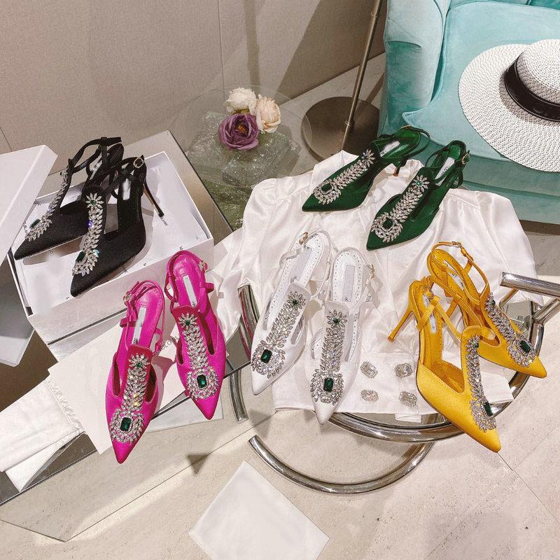 Mode 2025 Sommer Neu Spitz Stiletto High Heels Weibliches Temperament Sexy Diamant Schöne Hochzeitsschuhe Nach Leerkopf Sandalen