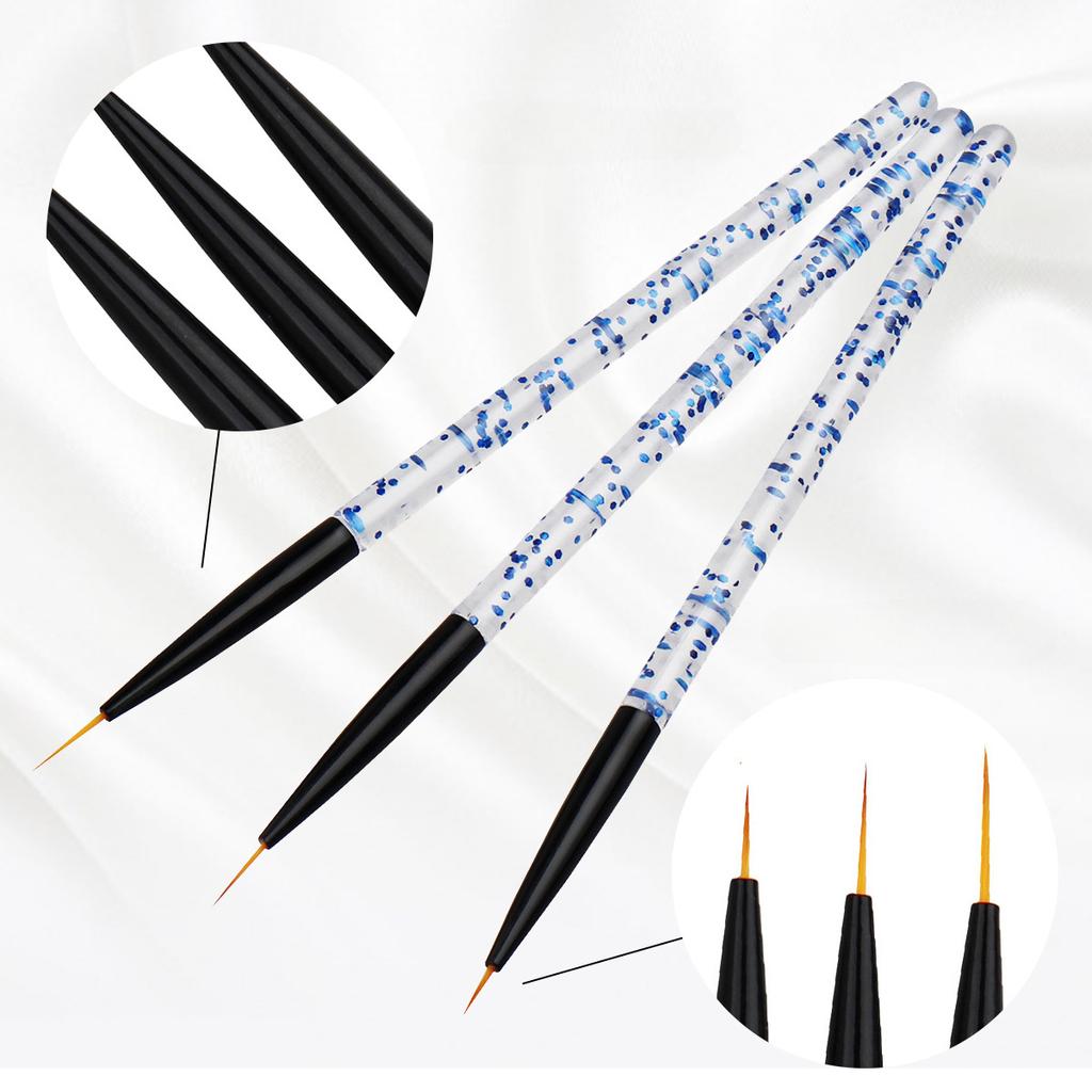 Three Acrylic Exquisite Sequin Rod Pull Line Pen Flower Drawing Hook Line Tool Painting Nail Art Pen