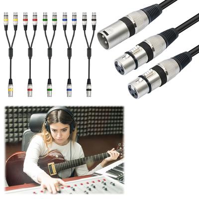 1.5ft/0.5m XLR Male To Dual XLR Female Y Splitter Mic Cable 3 Pin XLR Male To Dual XLR Female Patch Y Cable