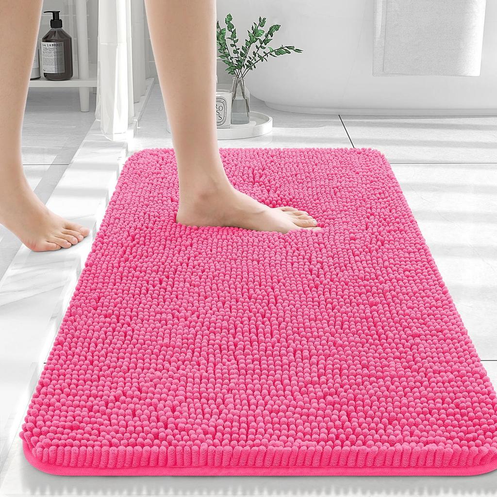 Homaxy Chenille Plain Hairy TPR Material Door Mat Indoor Non Slip Door Mat Dirt Trap Absorbent Mat Absorbs Water Bathroom Mat