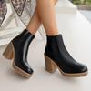 Women's Boots European and American Round Toe Side Zipper Thick Heel Short Boots High Heel Women's Boots