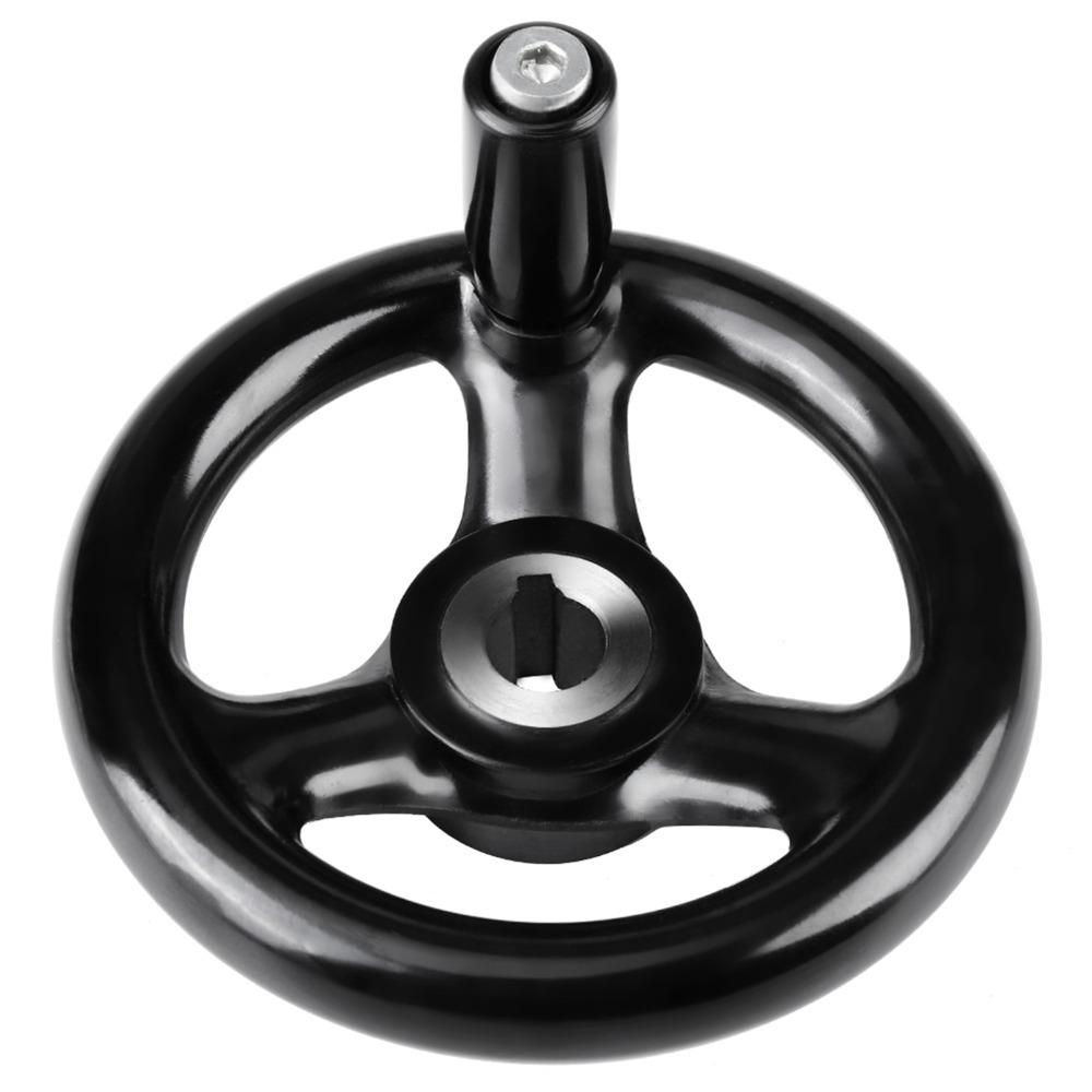 12mm Hole Round Hand Wheel Black Color Metal Hand Wheel 3 Spoke Hand Wheel For Milling Machine