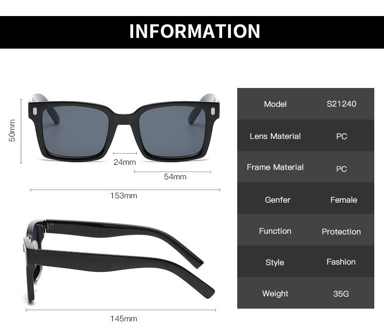 Fashion Square Sunglasses Women Men Brand Designer Mirror Shades Sun Glasses Male Female Retro Rivet Outdoor