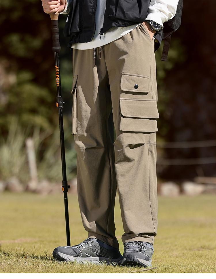Retro Functional Outdoor Workwear, Mountain Style Paratrooper Pants, Tapered Sport Men's Casual Pants