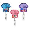 Cute Nurse Scrub Retractable Badge Reel, Acrylic Medical ID Holder for Nurses Doctors Healthcare Workers