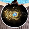 Luxury Gold Vintage Floral Round Beach Towel with Tassels, Microfiber Quick Dry Beach Blanket Absorbent Meditation Rug Yoga Mat