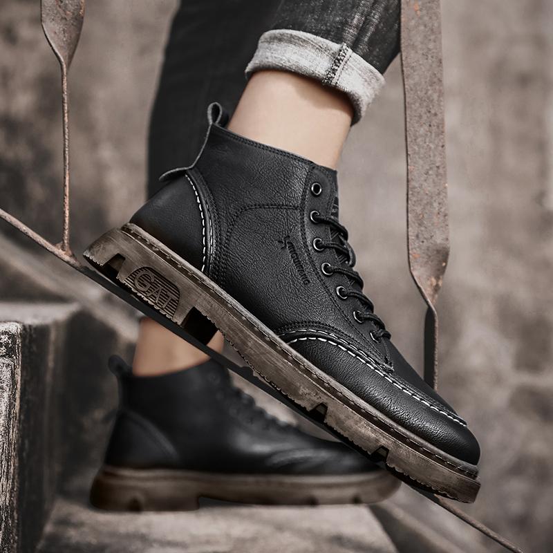 Luxus Herren Stiefeletten Retro Britische High-Top Herren Stiefel Mode Hochwertige Lederschuhe Neue Outdoor Herren Motorradstiefel