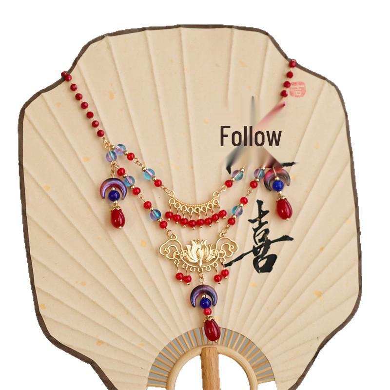 Midnight Return Cat Demon Headdress & Pearl Stick Earring Set: Black & Red Accessories