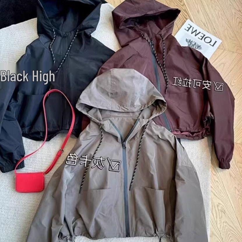 Damen Kapuzen-Windbreaker 2025: Frühlings-/Herbst-Baumwolle Lässige Kurzjacke mit lockerem Schnitt