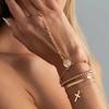 Salircon 4 Pcs/Set Vintage Gold Color Jesus Cross Pendant Bracelet for Women Creative Y-Shape Finger Chain Charm Bangles Jewelry