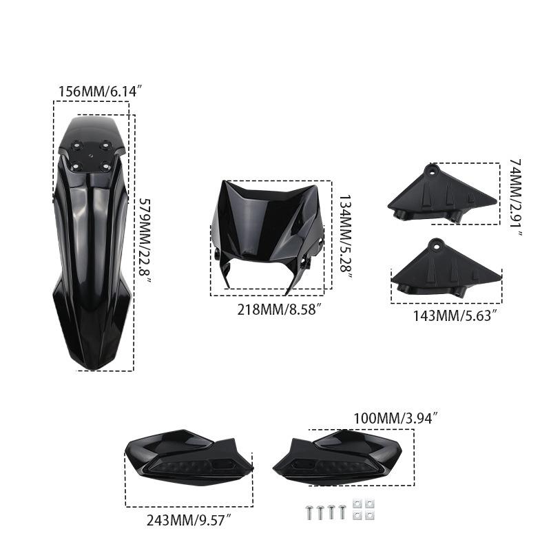 Premium Qulong Jifeng Black Warrior Off-Road Motorcycle Fender and License Plate Cover