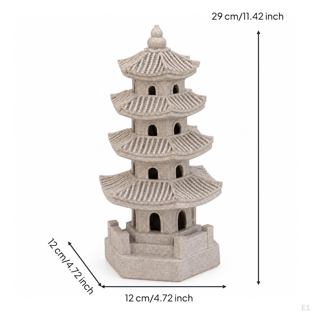 Pagoda Statue with Light Zen Tranquil for Patio