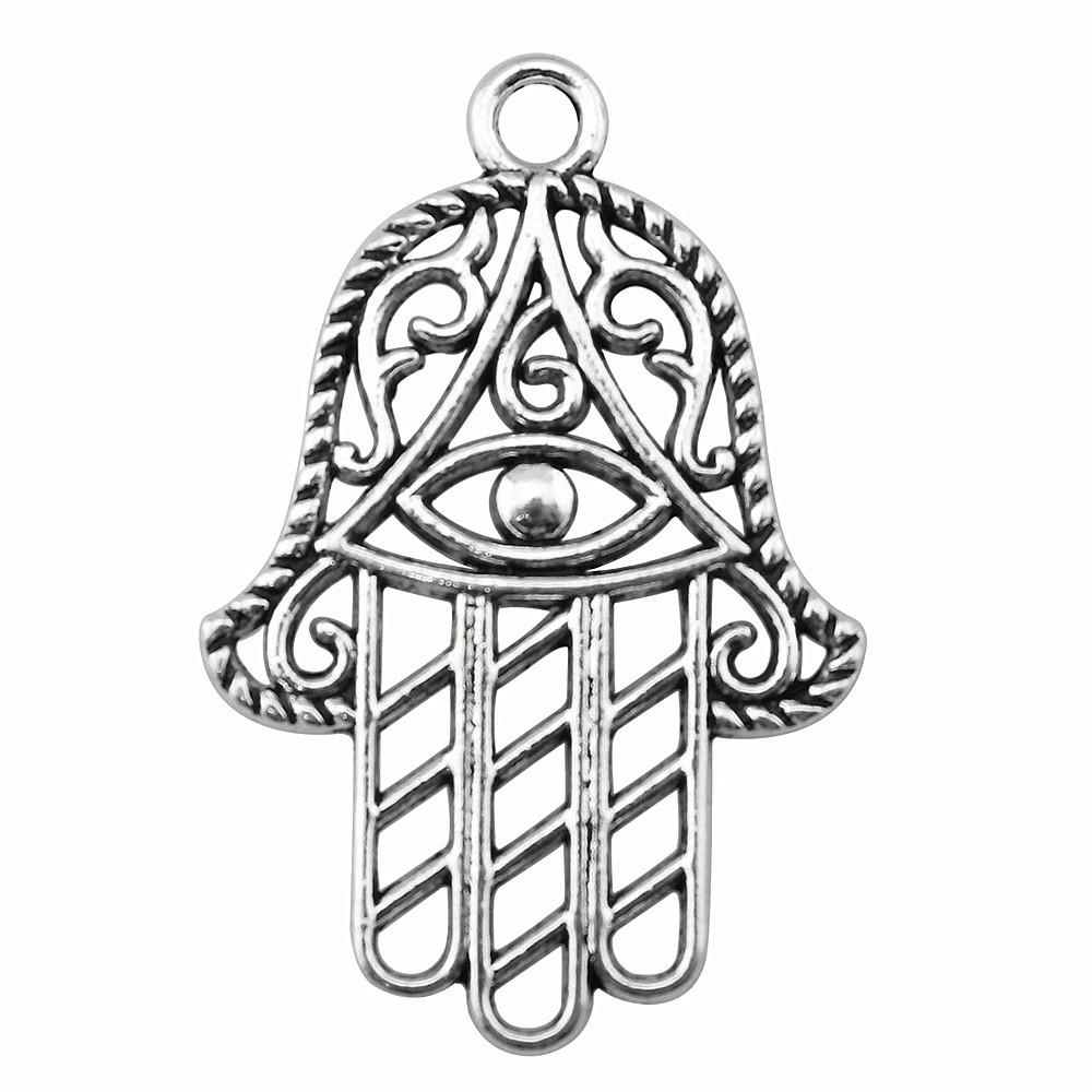 Alloy Hamsa Hand Charms Amulet Pendants For Good Luck Jewelry Making