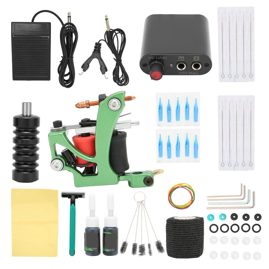 Professional 10 Wrap Coil Machine Kit Tattoo Power Supply for Tattoo Artists Beginners 90‑265VUS