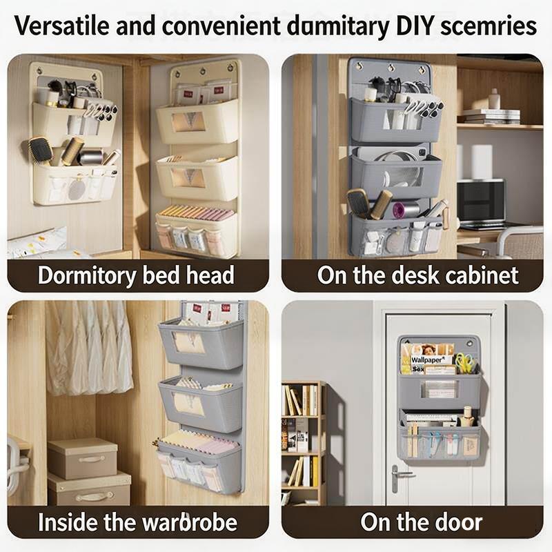 Multi Purpose Oxford Hanging Bedside Storage Organizer Shelf with Wall Door Mount for Remote Books Phone Bed Room