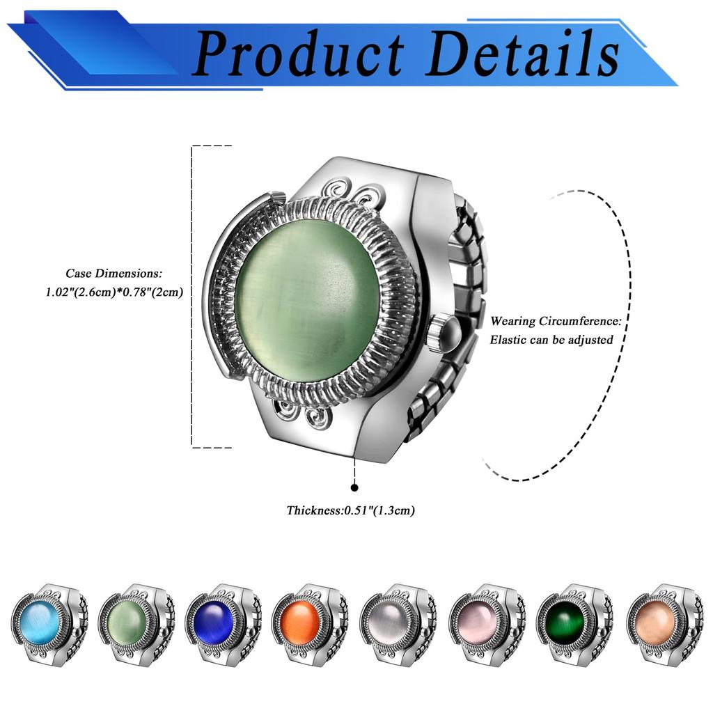 JEWELRYWE Women's Ring Watch Opal Free Size Cute Antique Ringwatch Analog Waterproof Quartz Alloy Stainless Steel Silver