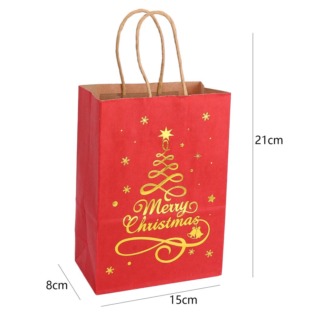 1/20 Red Green Christmas Bags  Kraft Paper Biscuit Candy Packaging Bag Xmas Tree Gift Pouch Home Decor Xmas Party Accessories