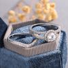 Shiny Round Crystal Zircon Sets Ring Women Bridal Wedding Jewelry Korean Exquisite 925 Plated Ring Fashion Jewelry