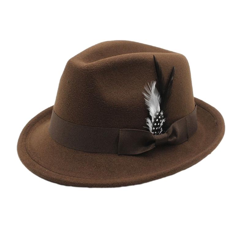 

Fashion Flat Top Hat Felt Oktoberfest JazzHat Musical Festival Costume Headwear коричневий