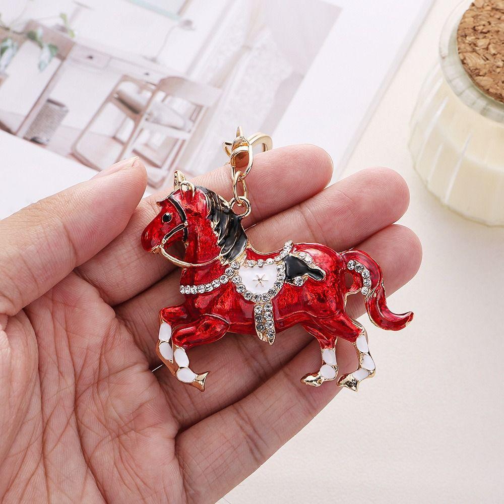 Elegant Rhinestones Horse Keychain Sparkling Car Key Chain Fashion Animal Key Ring  for Women Men