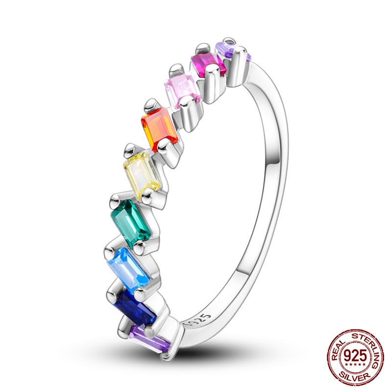 Real 925 Silver Plate Colorful Dragonfly Butterfly Cubic Zircon Rings For Women Wedding Engagement Birthday Jewelry Gift