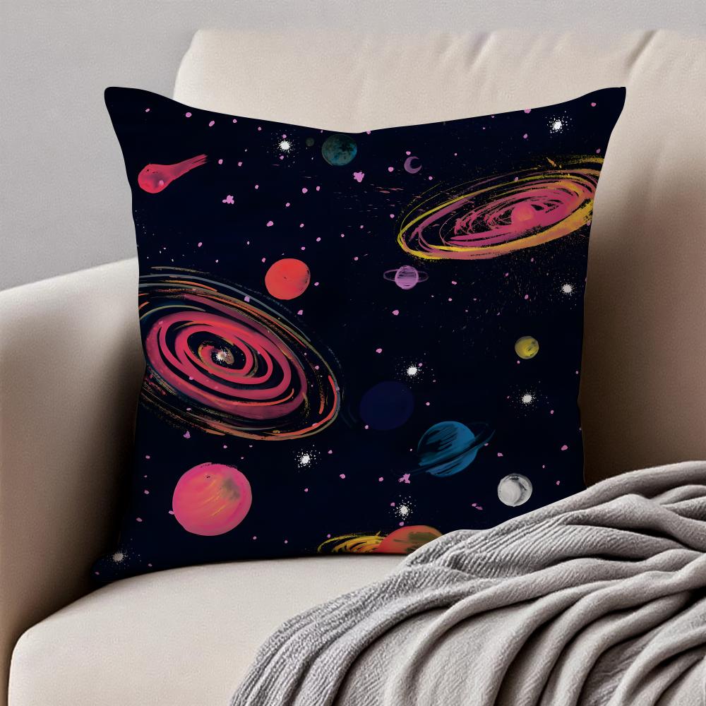 Dreamy Universe Starry SciFi Cushion Cover Pillowcase Antidustmite Invisible Zipper Short Plush Sofa Cushion