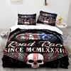 Skull King Queen Bettbezug Gothic Skelett Bettwäsche Set für Erwachsene Jugendliche Personalisiert Halloween Knochen Polyester Steppdeckenbezug