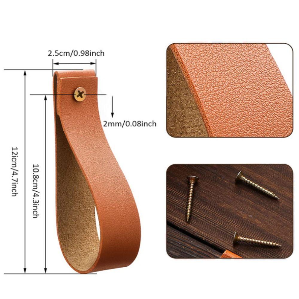 2PCS Wall Mounted Leather Towel Rod Holders PU Curtain Rod Holder Wall Mounted Hook  Cabinet
