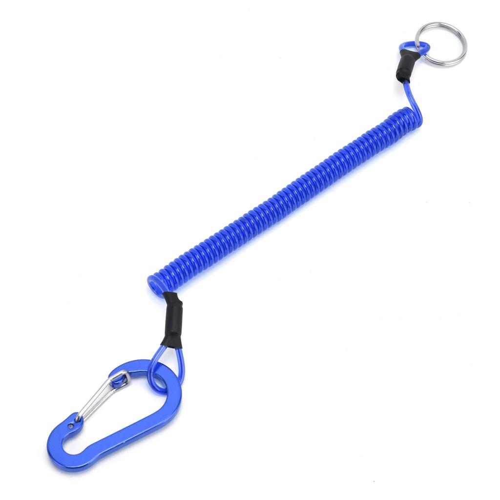 Fishing Lanyards Rope Retractable Safety Spring Coiled Ropes Keychain AccessoriesBlue