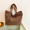 Retro Velvet Shoulder Bag Women'S Versatile Casual Corduroy Portable Large-Capacity Tote Bag Fashionable Commuter Bag