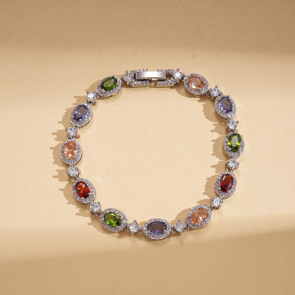 European and American Light Luxury Zircon Imitation Pearl Flower Oval Buckle Bracelet Retro Exquisite Jewelry