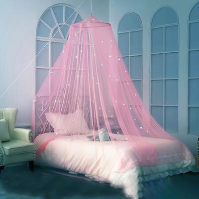 Cortina de Cama com Estrelas Fluorescentes Mosquiteiro Respirável Quarto de Criança Top Redondo