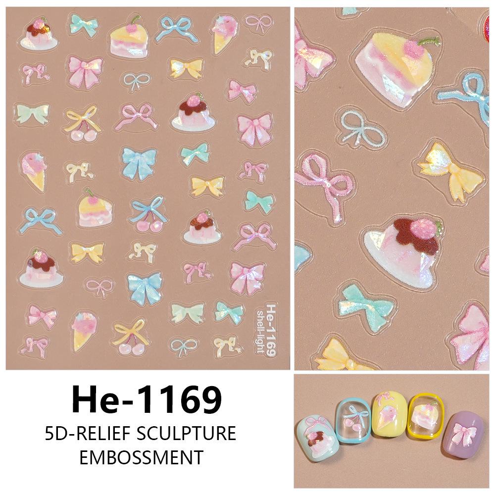 Redanco 5D Cake Bow Shell Embossed 3D Nail Art Stickers (He-1169)