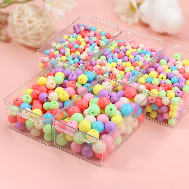 Solid Color Round Acrylic Beads for DIY Bracelets - Jewelry Accessories