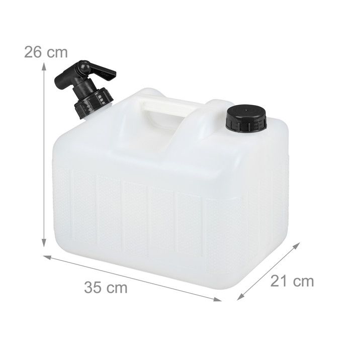 Relaxdays Jerrican D’eau Avec Robinet, Plastique Sans BPA, Grande Ouverture, Poignée, 10 Litres, Noir Et Blanc