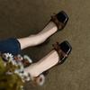 Fashion French Women High Heels 2024 Spring Autumn New Women Shoes Comfort Versatile Womens Leather Shoe Soft Soled Coarse Single Shoes