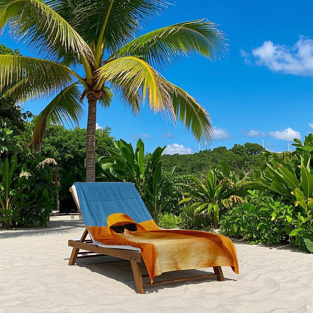Cool Vacation Cat Quick Drying Bath Towel Microfiber beach towel - light weight swimming camping yoga beach out