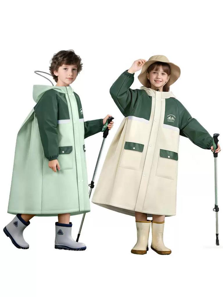 Kinder-Regenmantel, College-Stil, für Kindergarten, ältere und jüngere Kinder, mit Platz für Rucksack, Vollständig wasserdicht, Kinder-Regenponcho