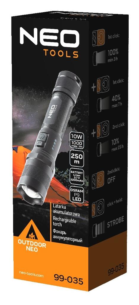 Usb Rechargeable Flashlight 1000 Lm Osram P9 Led - T N99-035