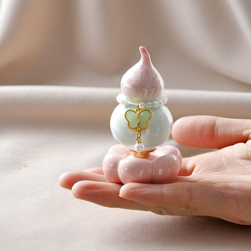 Jingdezhen Rotating Fortune and Prosperity Small Ornament, Small Ceramic Tea Table Ornament, Rotating Gourd