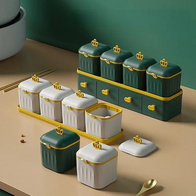 Boîte à épices fournitures de cuisine un tiroir à plusieurs compartiments pot à sel aromatisant poivre pot à assaisonnement maison ensemble combiné