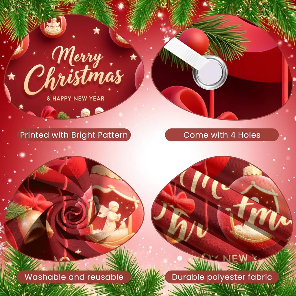 New Year Party Banner Christmas Ornament Christmas Banner Christmas Decoration Banner Red Ribbon For Holiday Decoration New Year