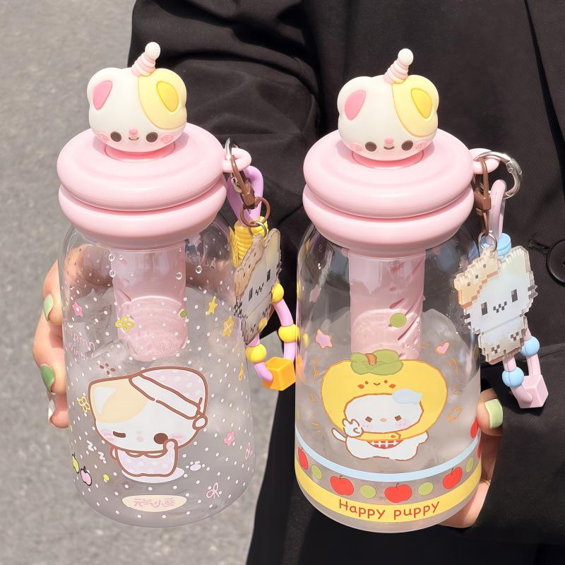 High-Temperature Resistant Tritan Plastic Cartoon Straw Cup for Women & Kids