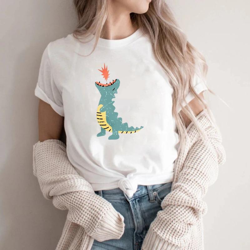 Womens Cute Angry Dinosaur Tshirt Fabric Is Comfortable and Soft Suitable for Daily Wear   Vintage Clothes Women Clothes