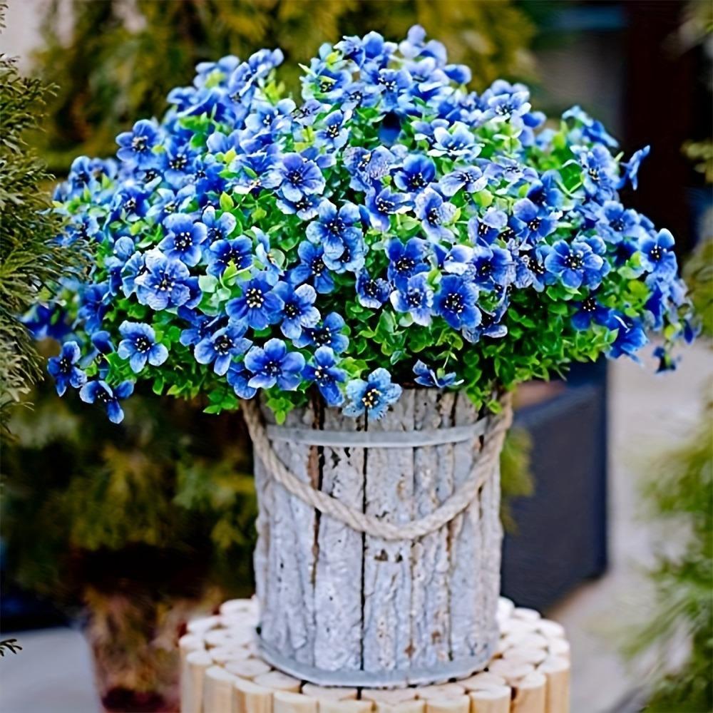 4 Stück Künstliche Seidenblumen Outdoor Faux Blumen Plastik Stoff Grünpflanzen zum Hängen Pflanzgefäß Küche Zuhause Hochzeit Garten Dekoration