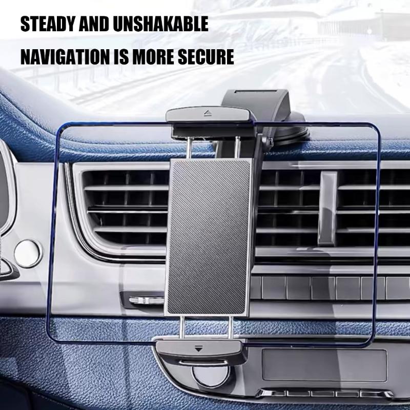 Car Tablet Stand with Suction Cup Base, Viewing Arm and Clamp Frame for Daily Commute Navigation, Travel Viewing and Passenger Use